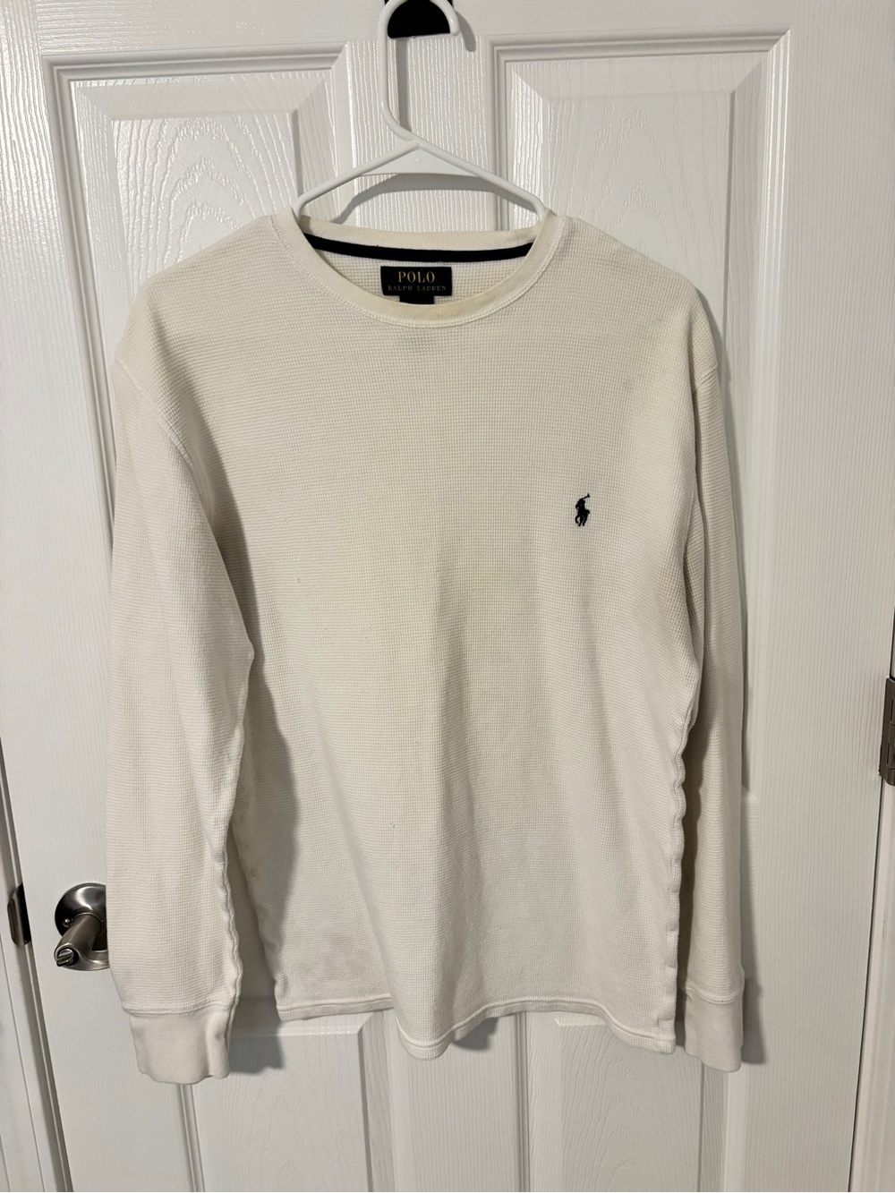 Polo by Ralph Lauren Men's Crewneck Sweater in Cream with Navy Pony